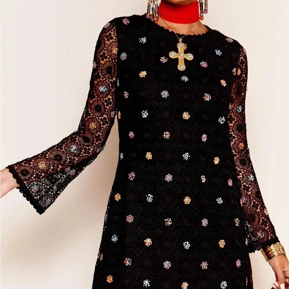 RIXO Embroidered Black Lace dress - Picture 3 of 4